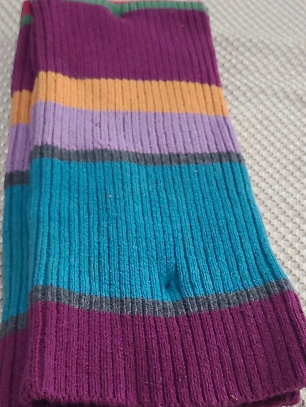HUE Ribbed Striped Leg Warmers in Black, Pink, Green, Purple